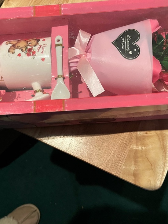 Other - Pink Ceramic Mug and Faux Rose Bouquet Set